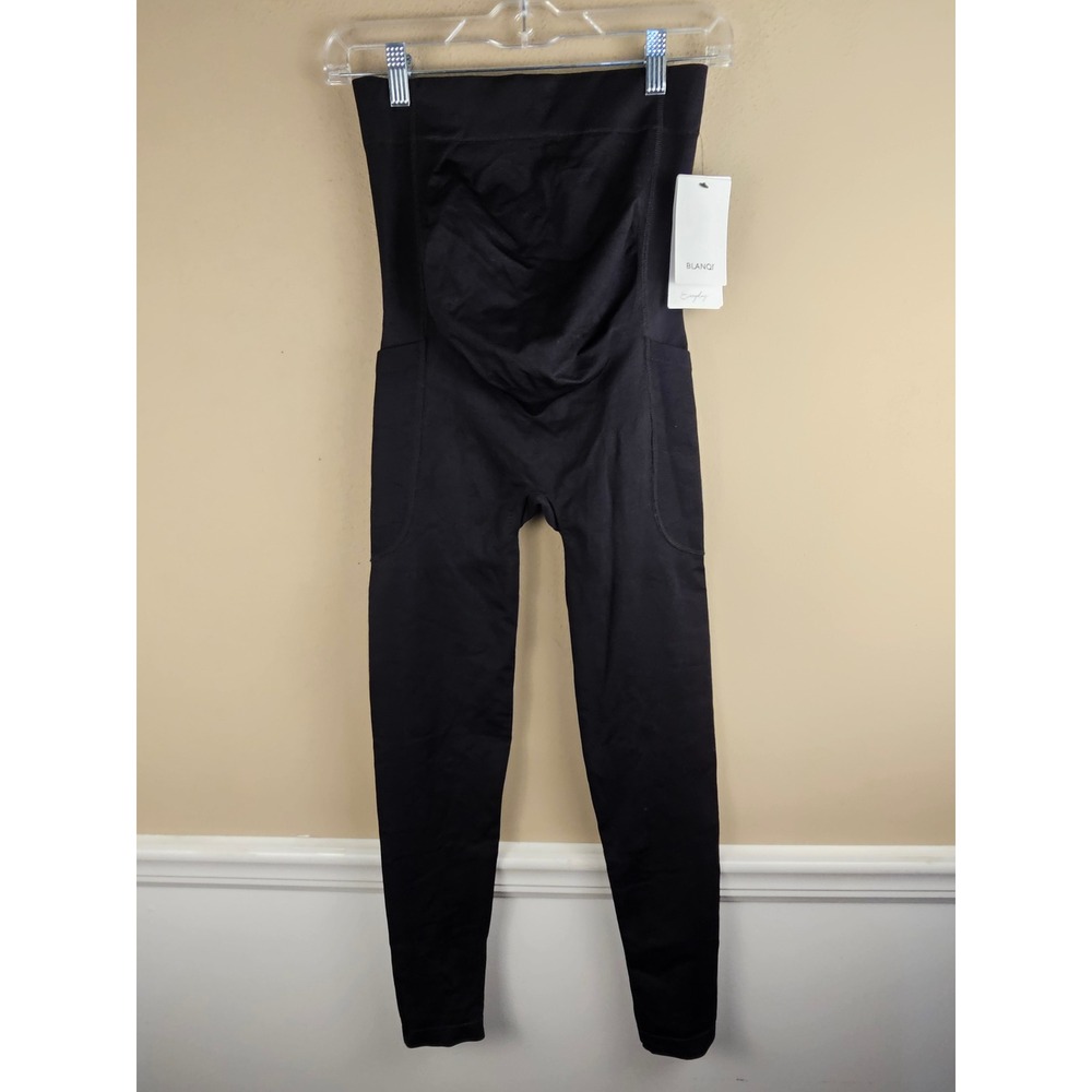 NWT Blanqi Womens Black Seamless Maternity Support Leggings With Pockets Medium